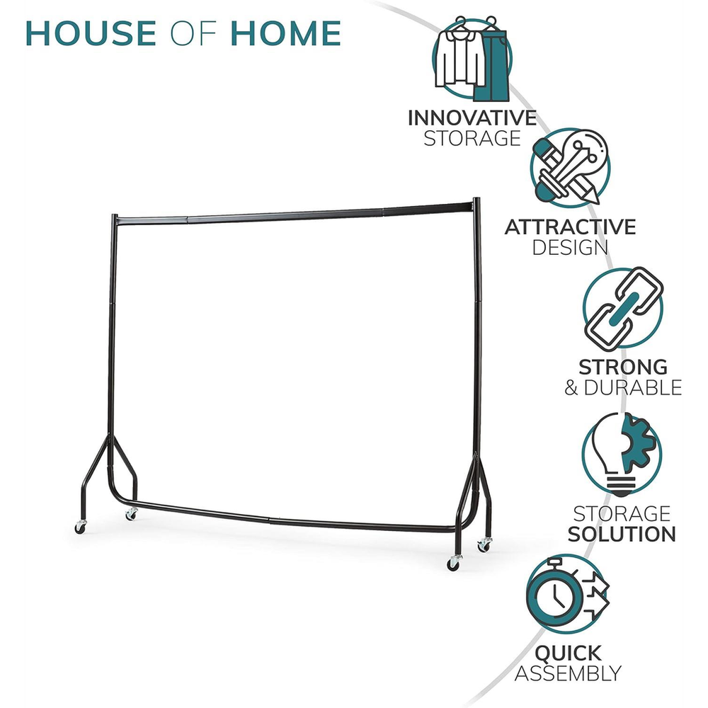 Premium 5FT Black Clothes Rail: Sturdy, Easy to Assemble & Extra Hanging Space
