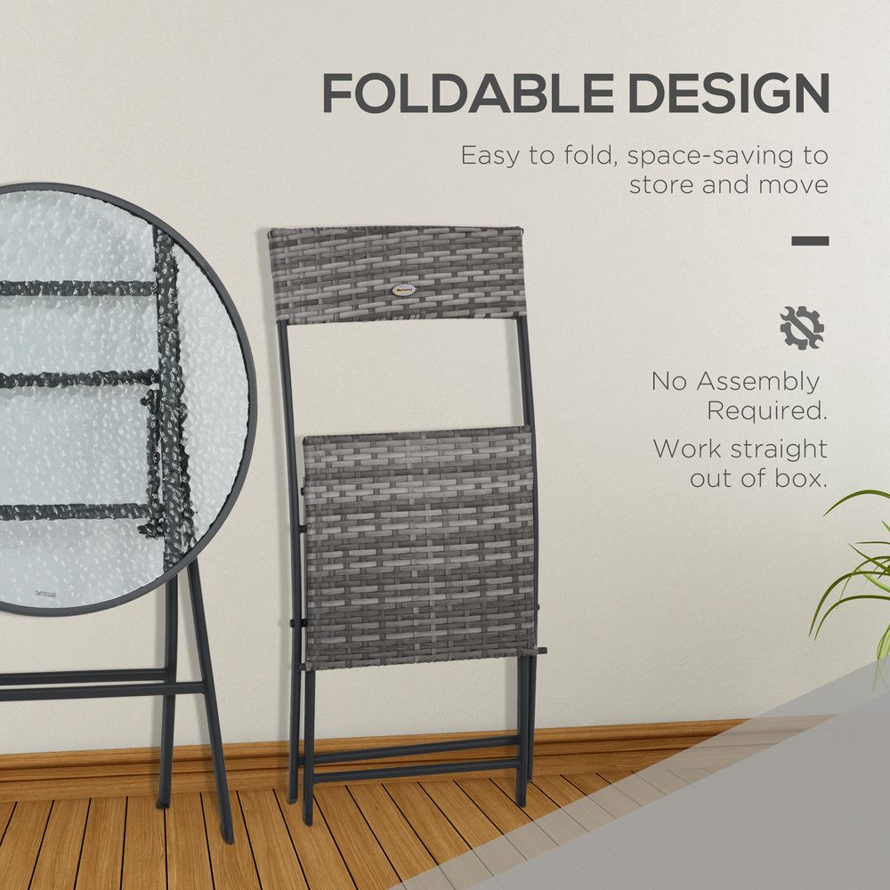 High-quality Foldable 3-Piece Patio Wicker Bistro Set - Outdoor Chair Set by Outsunny