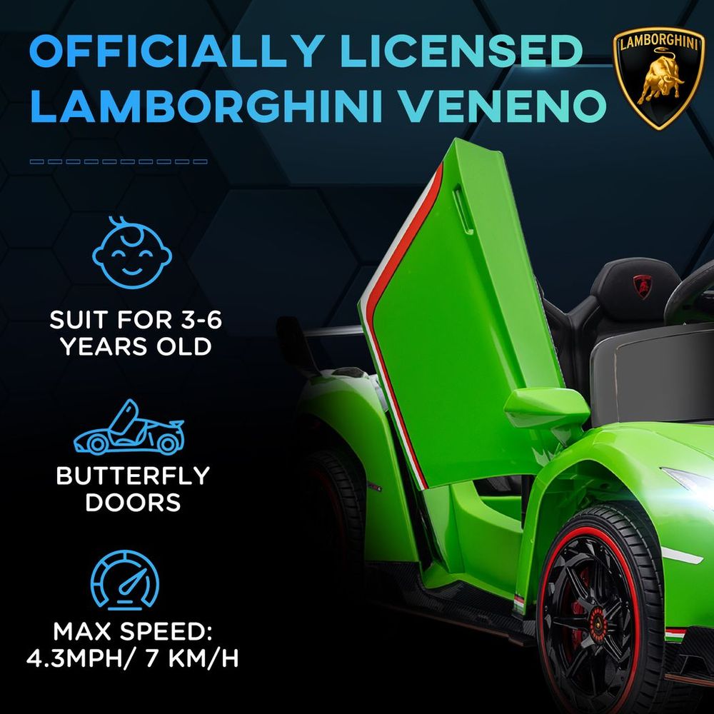 HOMCOM Lamborghini Veneno Licensed Electric Ride-on Car with Remote- Green