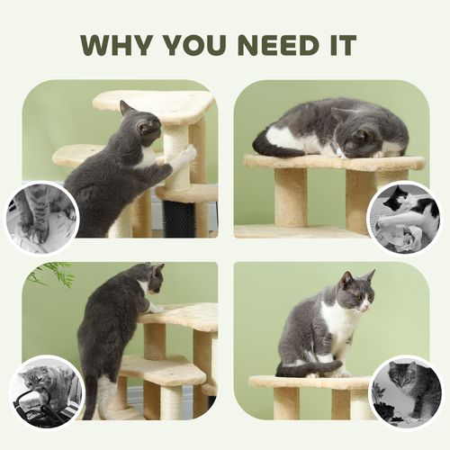 PawHut Cat Tree 2 in 1 Pet Stairs w/ Scratching Tickling Post