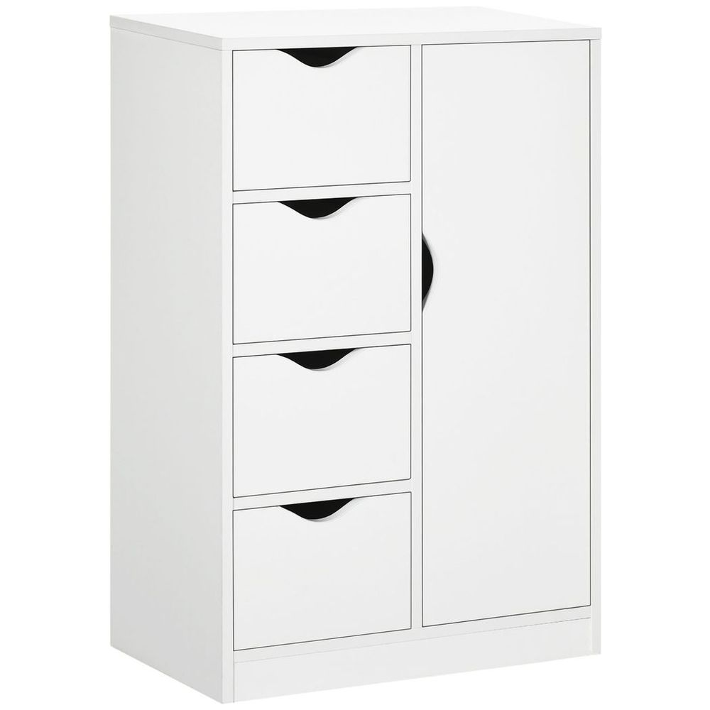 Modern Storage Cabinet Organizer with 4 Drawers and 1 Shelf, White