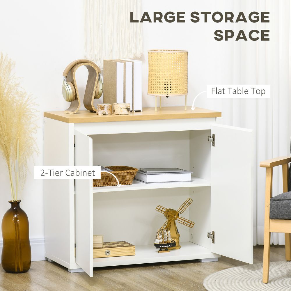 HOMCOM Sideboard Living Room Cabinet with Double Door Cabinet Adjustable Shelf