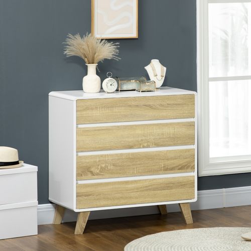 HOMCOM Chest of Drawers, 4 Drawer Storage Cabinet Organiser for Bedroom