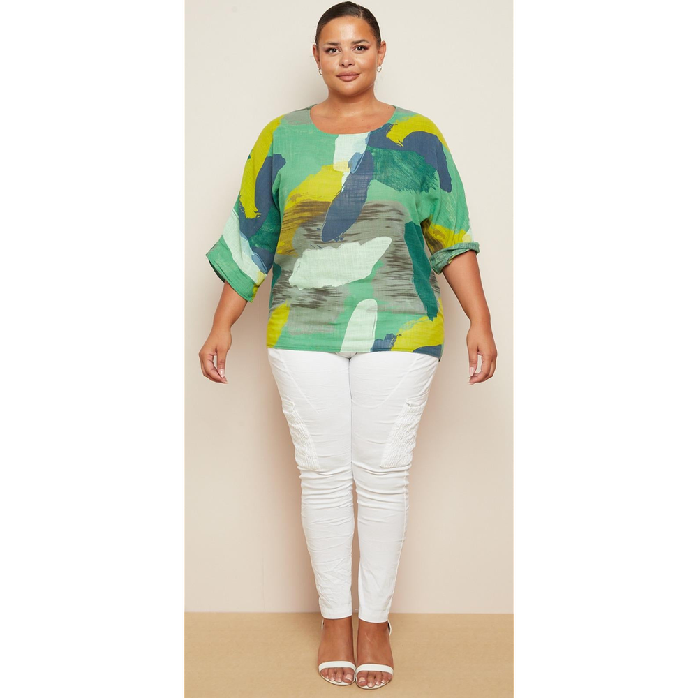 Ladies Italian Turn Up Sleeves T Shirt Top