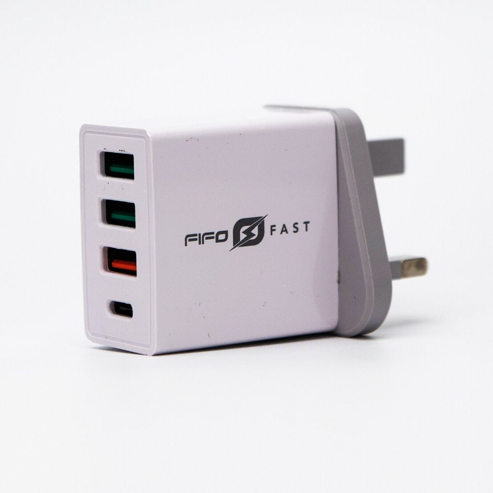 4 Port USB Type C Hub Wall Charger - Fast PD Quick Charge QC 3.0 Adapter, 33W