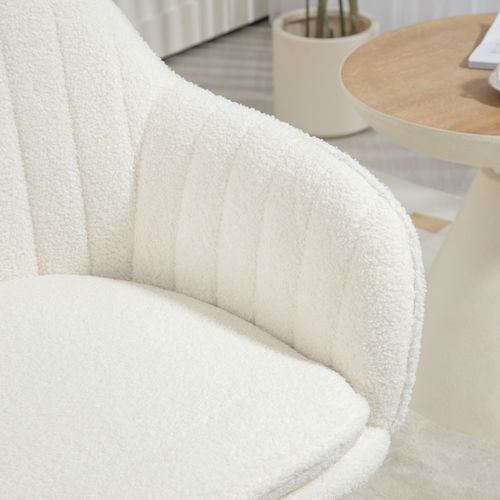 HOMCOM Accent Chair Set of 2, Cashmere Armchair with Steel Legs, Cream White