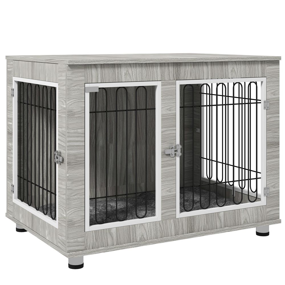 PawHut Dog Crate Furniture, Double Door, Soft Cushion - Perfect for All Pets