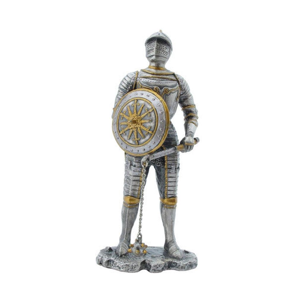 Knight With Shield and Flail - 15th Century (hand-cast statue sculpture) 10.5cm Height