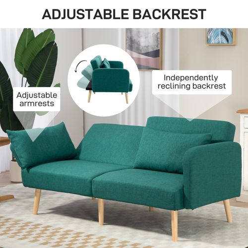 HOMCOM Convertible Sofa Bed Settee with Cushions, Adjustable Backrest