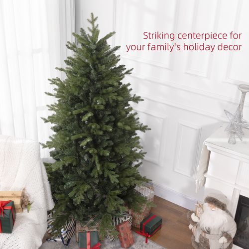 HOMCOM 5 Ft Artificial Christmas Tree with Metal Base, Hinged Branches