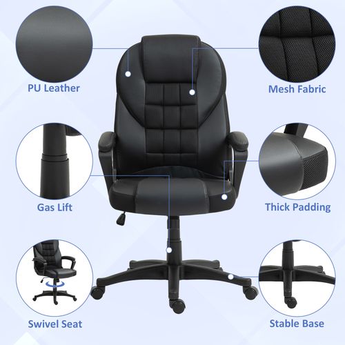 HOMCOM Executive Office Chair High Back Computer Chair with Armrests