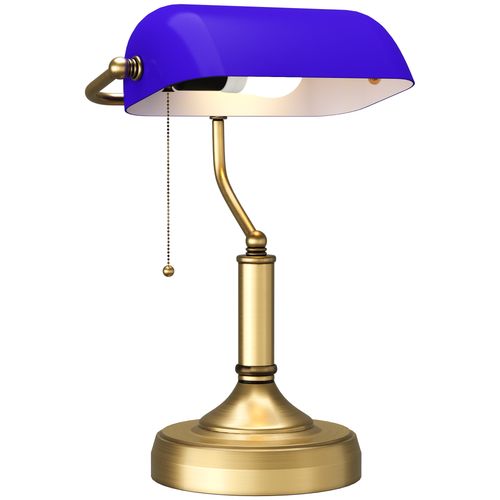 HOMCOM Banker's Table Lamp w/ Antique Bronze Tone Base
