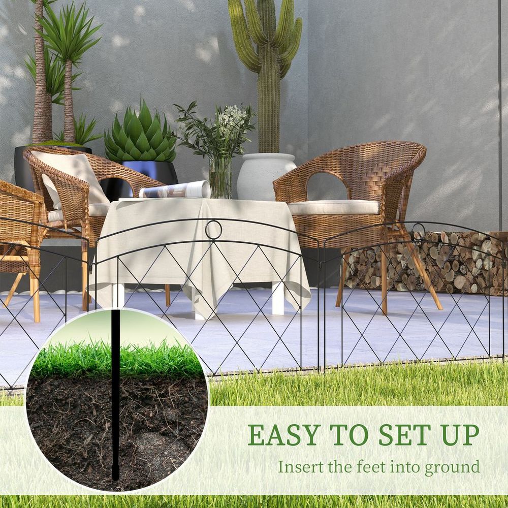 Premium Outsunny Metal Decorative Garden Fencing: 6PCs 24in x 12ft - Best Quality