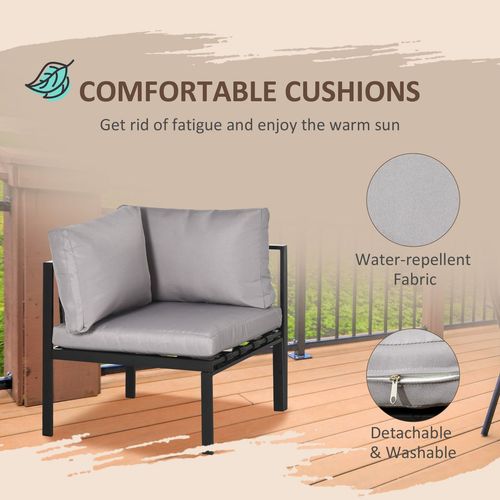 Outsunny 4 Piece Garden Furniture Set w/ Breathable Mesh Pocket, Light Grey