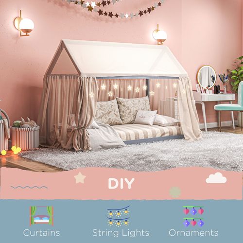 HOMCOM Wooden Single Bed Frame with Tree House Style