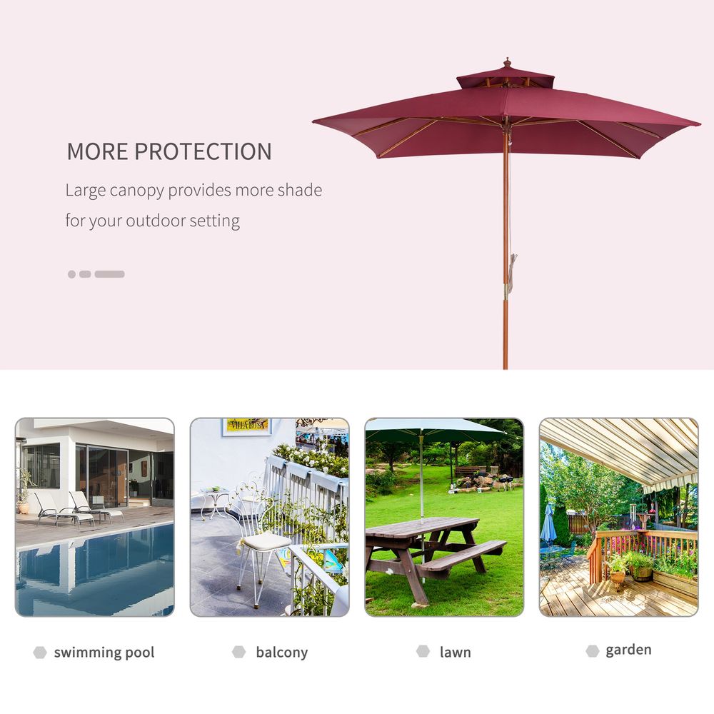 Premium 3m Bamboo Patio Umbrella - Wine Red. Superior Quality. Stylish and Durable. Perfect for Outdoor Living.