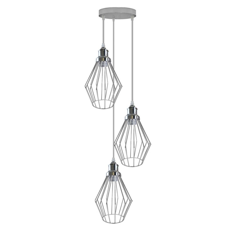 Vintage Chrome Retro Loft Style Ceiling Lamp - E27 Base - Easy Fit - Quality Lighting