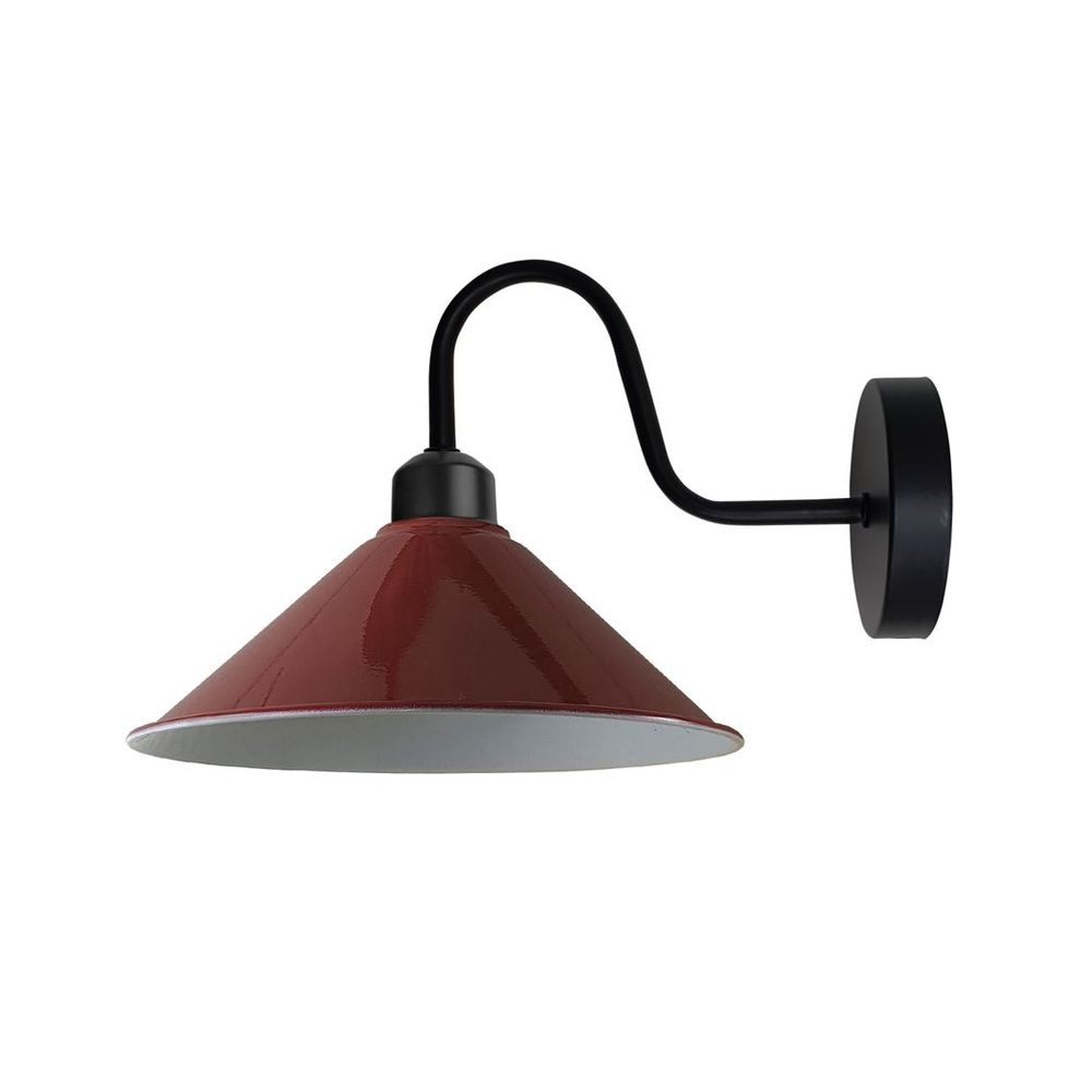 Burgandy Wall Light Fixture, Vintage Metal Cone Shape Shade, E27 Base, Dimmable, Indoor Lighting