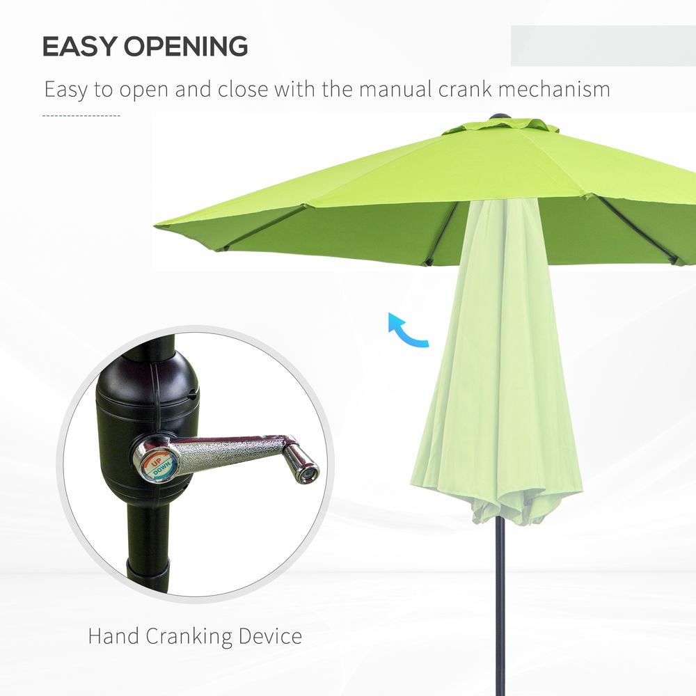 Premium Lightweight 2.7M Patio Sun Umbrella - Aluminium Canopy Tilt - Green