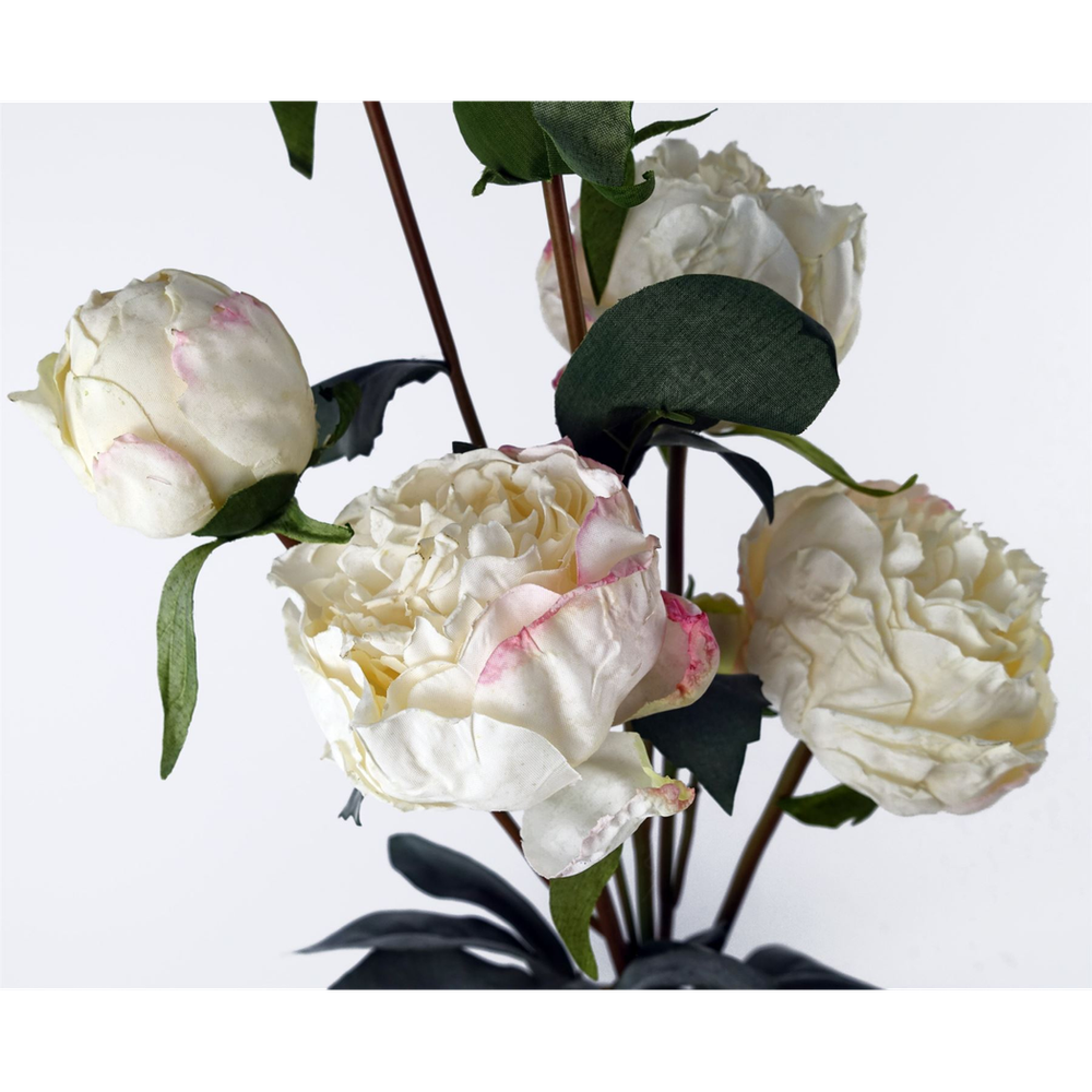 55cm Cream Peony Artificial Flowers Spray - 4 Flowers 3 Buds