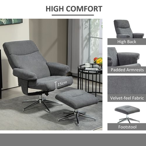 HOMCOM Recliner Chair with Footstool with Adjustable Back