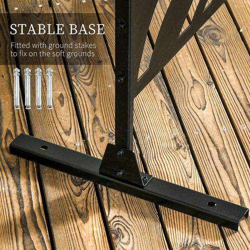 Outsunny Metal Outdoor Privacy Screen with Stand for Garden Black