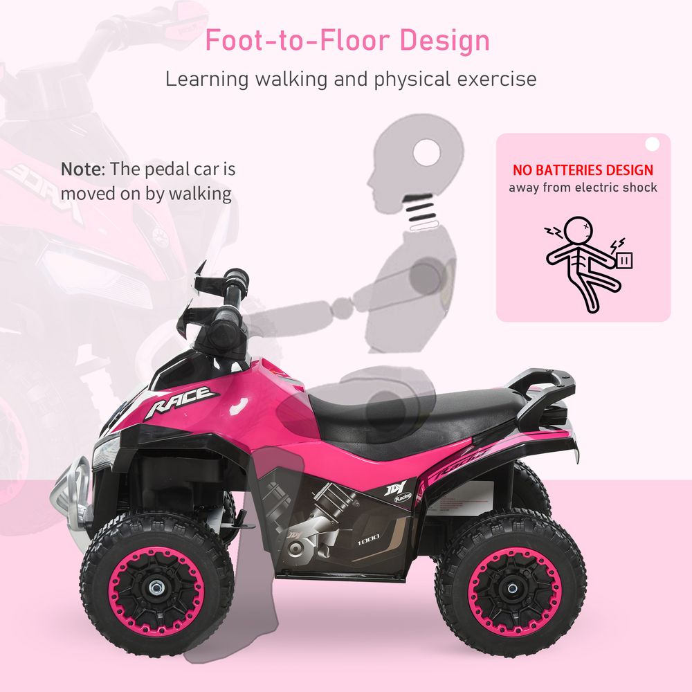 HOMCOM Toddler Kids Ride On Car Walker Foot To Floor Slider w/Music Lights NO POWER Manual for 18-36 Months Pink