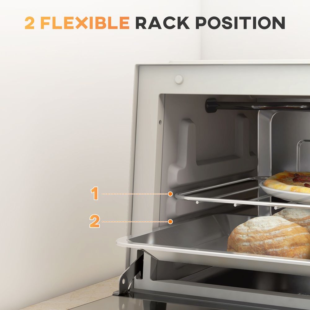 HOMCOM Mini Oven 9L Countertop Electric Grill with Temp Timer Control 750W