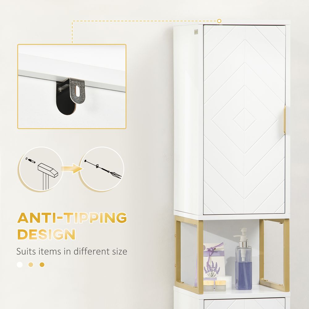 kleankin Freestanding Bathroom Cabinet Linen Towel w/ Adjustable Shelf, 2 Doors