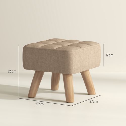 HOMCOM Modern Footstool, Fabric Foot Rest with Rubber Wood Legs