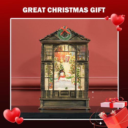HOMCOM Christmas Snow Globe Lantern with Lights for Holiday, Bronze Tone