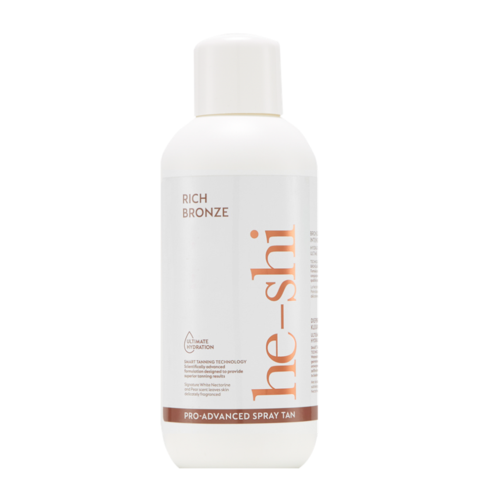 He-Shi Rich Bronze Spraytan 1L - Dark 10% Solution - No Smell - Self Tan - Professional Quality