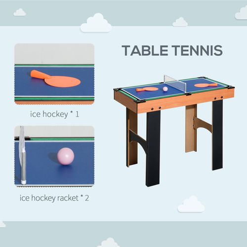 HOMCOM 4-In-1 Multi Games Table with Tennis Billiard Foosball Hockey 2 Types