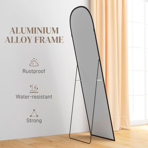 HOMCOM Full Length Mirror with Aluminium Alloy Frame Hanging or Leaning Black