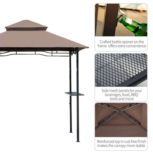 Outsunny 8ft Double-Tier Gazebo Grill Canopy Tent Shelter-Coffee