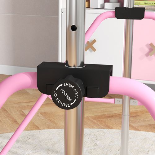 HOMCOM Adjustable Height Foldable Kids Gymnastics Bar with Non-Slip Mats, Pink