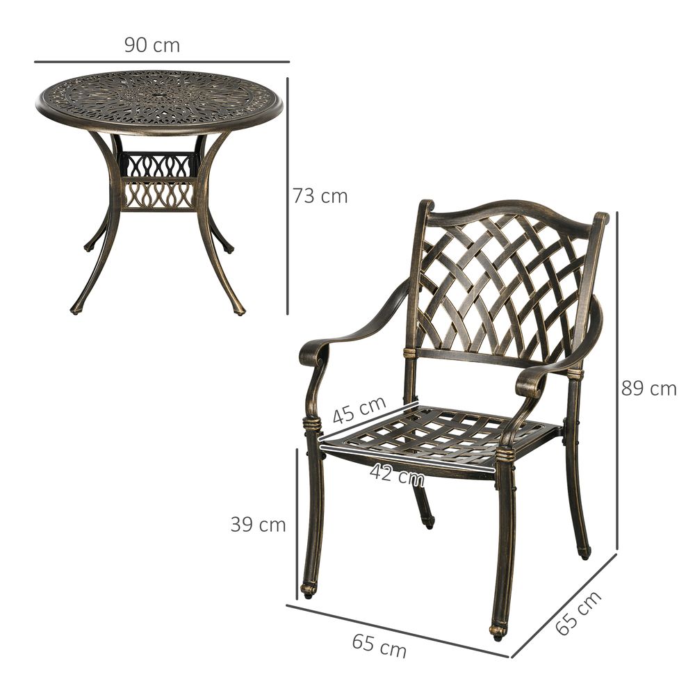 Dining Set: 5-Pcs, 4 Chairs, 1 Round Table with Umbrella Hole