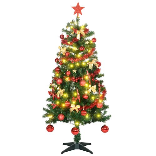 HOMCOM 5ft Artificial Decorated Christmas Tree with LED Lights, Auto Open