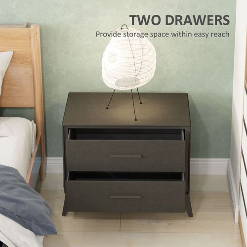 HOMCOM Velvet Bedside Table with 2 Drawers and Steel Legs, Brown
