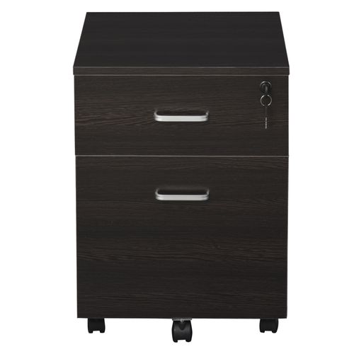 Vinsetto 2-Drawer Locking Office Filing Cabinet w/ 5 Wheels Rolling Storage Hanging Legal Letter Files Cupboard Home Organisation Black Wood Grain