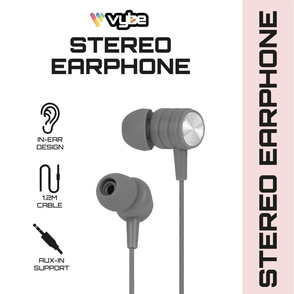 High-Fidelity Vybe Bass Earphones - One-Touch Remote, Space Grey