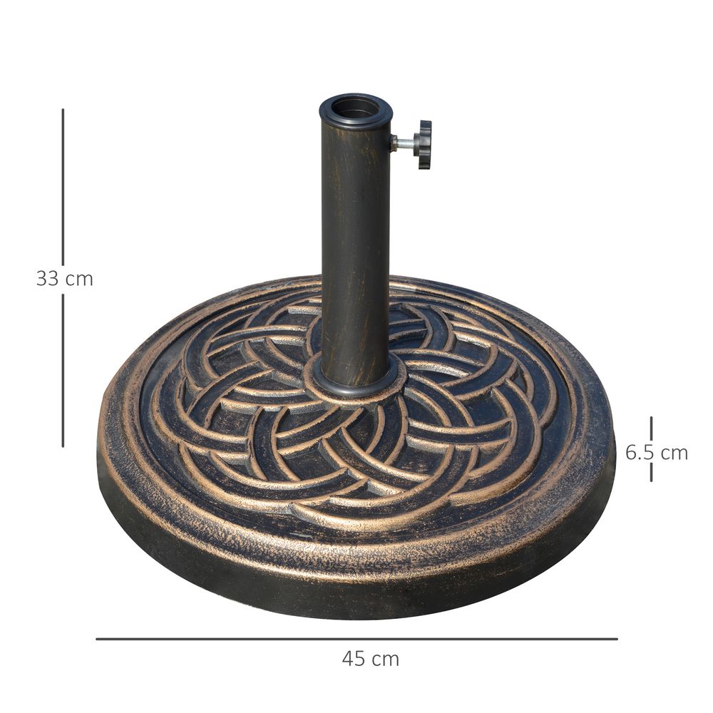 Outsunny 11.5kg Garden Parasol Base for 38mm or 48mm Umbrella Poles Bronze