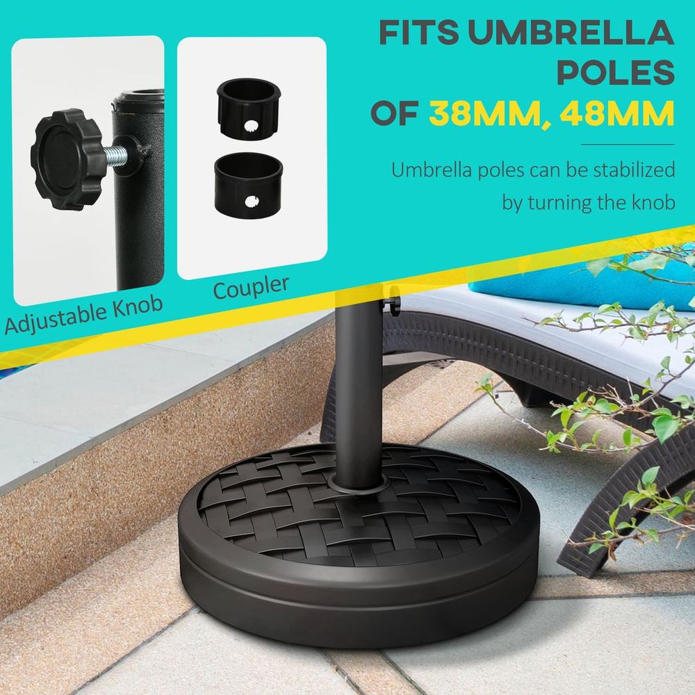 Premium Heavy-Duty Rattan-Effect Concrete Parasol Base - Securely Holds Umbrella, Perfect for Patio and Garden