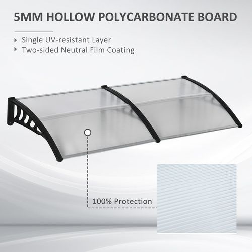 Outsunny Door Canopy Outdoor Awning Rain Shelter for Window Porch, Clear
