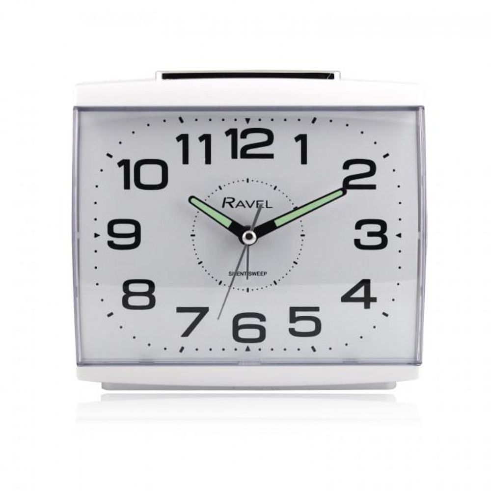 Ravel Large Square Retro Bedside Alarm - Clear Dial, Bold Numbers, Snooze, Silent Sweep, Luminous Hands