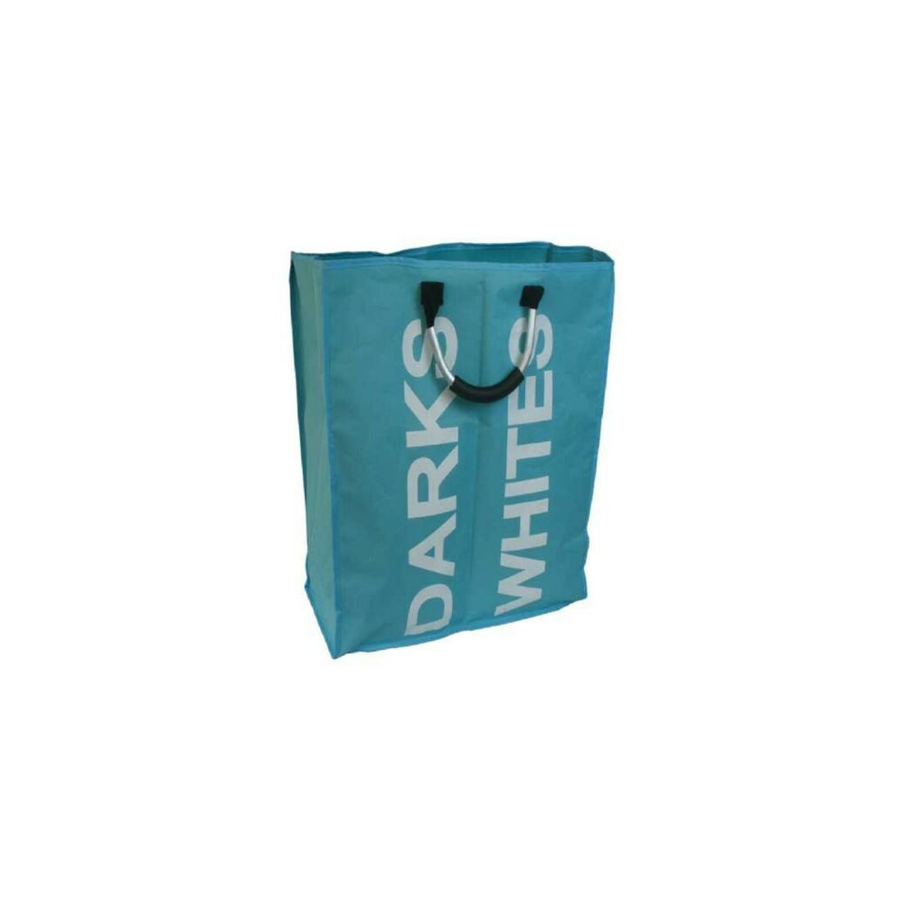Durable Double Laundry Bag - Metal Handles, Blue. High-Quality Polyester. Perfect for Laundry, Toys, Clothes. Easy Storage.