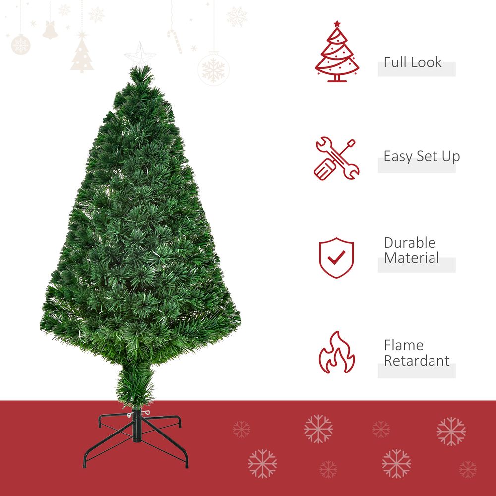 Pre-Lit Fibre Optic Artificial Christmas Tree Tree Topper Multi-Colour 4ft