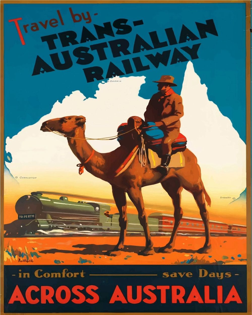 Authentic Vintage Metal Sign - Retro Trans Australian Railway Advertising - Top Quality