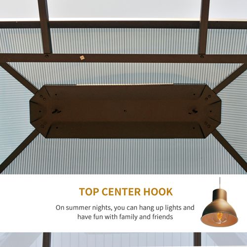 3.6x3m Polycarbonate Hardtop Patio Gazebo Steel Frame Net Sidewalls