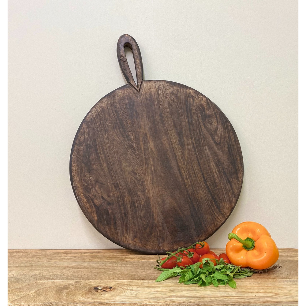 Premium 49cm Circular Wooden Chopping Board | Carved Handle | High Quality